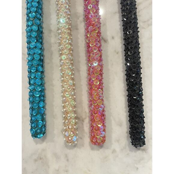 Chopsticks Indonesian Wood Chopsticks and Sequined Assorted Holders Set Of 4 - Picture 2 of 8